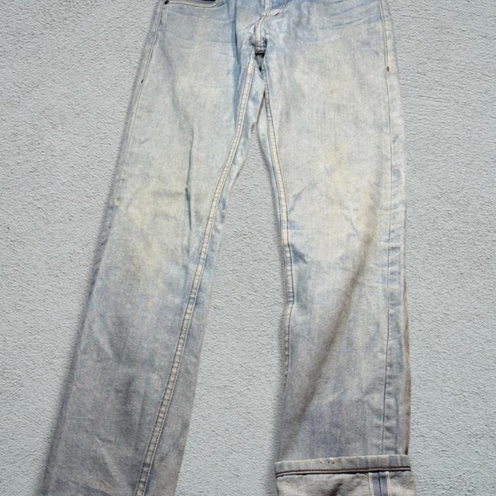 Vintage Selvedge Denim Jeans Light Wash Relaxed Fit Button Fly Blue 32x29